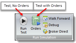 Run Simulation Test, & Run Simulation Test with Orders.
