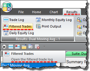 Filtered Trade Log Menu Access Filtered Trade Log Menu Access