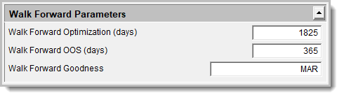 Global Parameter Walk Forward Method Control.