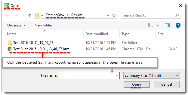 Open Performance Results Report Dialog