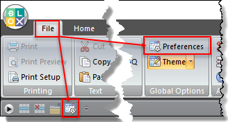 Main Menu File Tab Preferences Access Control